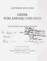 World Premiere of von Einem&rsquo;s Lieder vom Anfang und Ende
 &rdquo;Jane Marsh, To the great interpreter of the Premiere in Ossiach, sincere, devoted thanks&ldquo; &ndash;Gottfried von Einem
&ldquo;Jane, In unforgettable Remembrance&rdquo; &ndash; Lotte Ingrisch
&ldquo;The Marsh is great&rdquo; &ndash; Werba