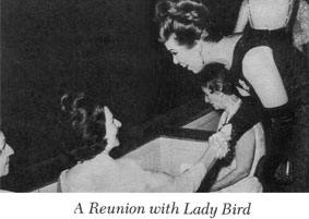 photo shaking hands with Lady Bird Johnson. Reunion with Lady Bird at the San Francisco Opera